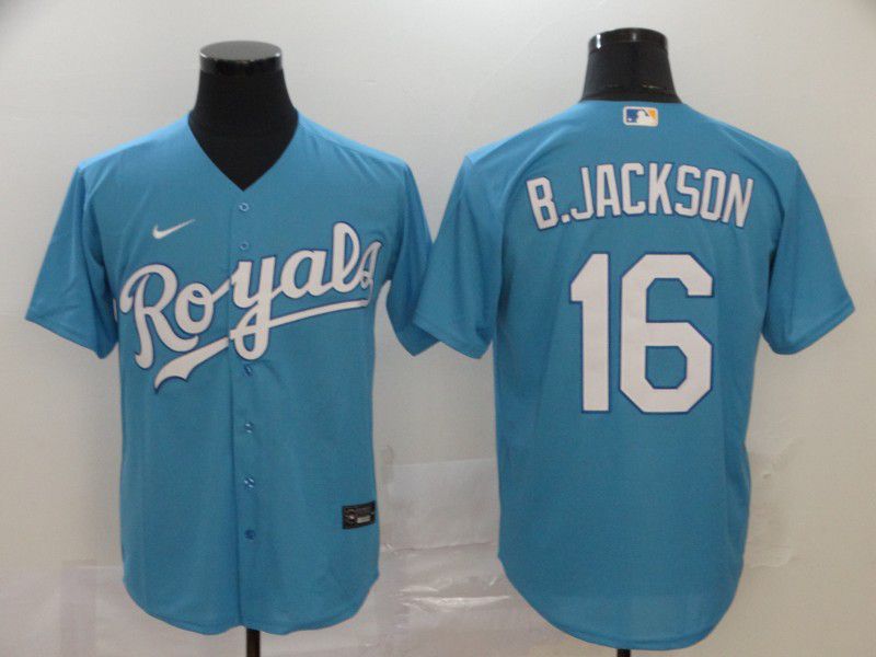 Men Kansas City Royals #16 B.Jackson Light Blue Nike Game MLB Jerseys->kansas city royals->MLB Jersey